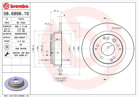Obrázok Brzdový kotúč BREMBO  08689810
