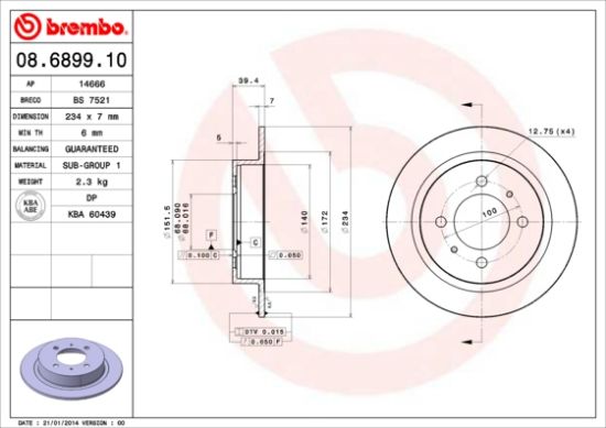 Obrázok Brzdový kotúč BREMBO  08689910