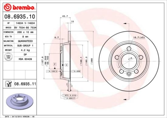 Obrázok Brzdový kotúč BREMBO COATED DISC LINE 08693511