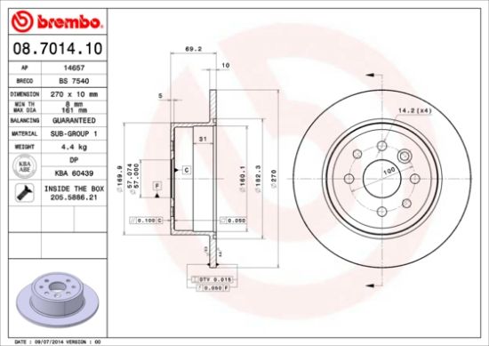 Obrázok Brzdový kotúč BREMBO  08701410