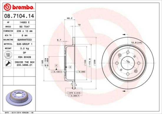 Obrázok Brzdový kotúč BREMBO  08710414