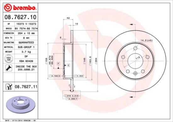 Obrázok Brzdový kotúč BREMBO COATED DISC LINE 08762711