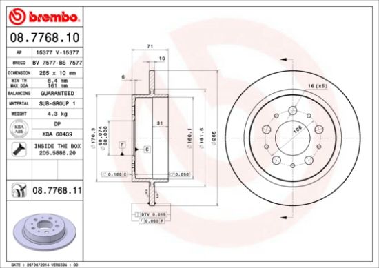 Obrázok Brzdový kotúč BREMBO  08776810