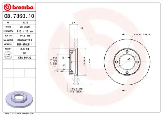 Obrázok Brzdový kotúč BREMBO  08786010