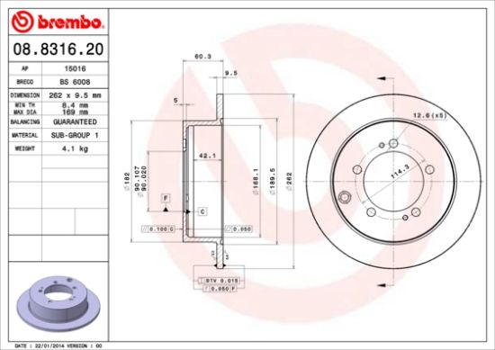 Obrázok Brzdový kotúč BREMBO  08831620