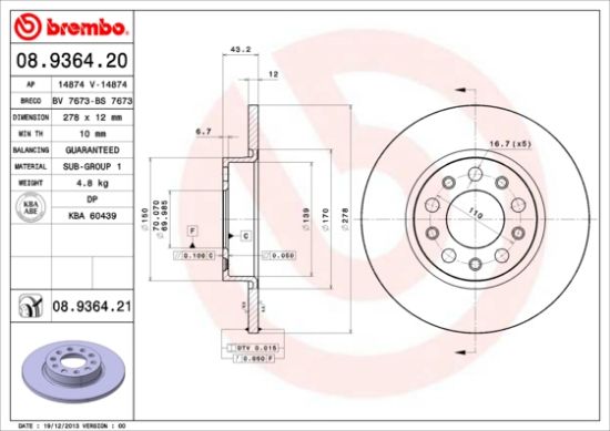 Obrázok Brzdový kotúč BREMBO COATED DISC LINE 08936421
