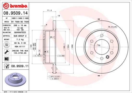 Obrázok Brzdový kotúč BREMBO COATED DISC LINE 08950911