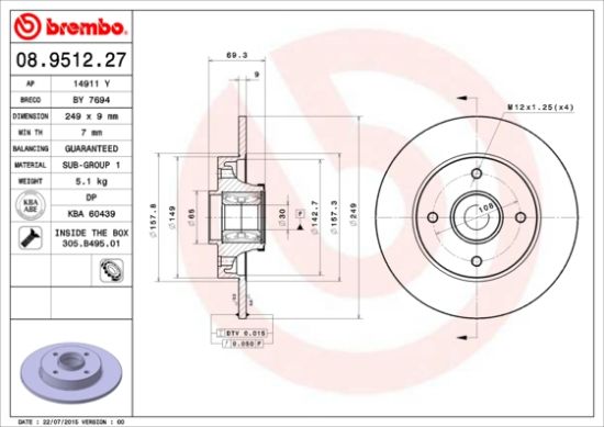 Obrázok Brzdový kotúč BREMBO BEARING DISC LINE 08951227