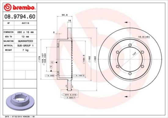 Obrázok Brzdový kotúč BREMBO  08979460
