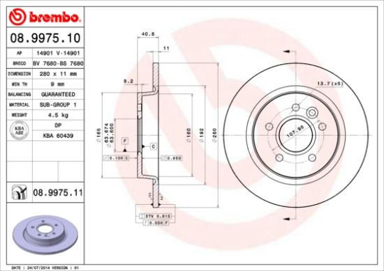 Obrázok Brzdový kotúč BREMBO COATED DISC LINE 08997511