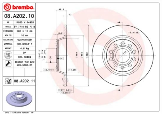 Obrázok Brzdový kotúč BREMBO COATED DISC LINE 08A20211