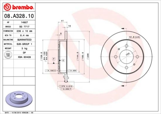 Obrázok Brzdový kotúč BREMBO  08A32810