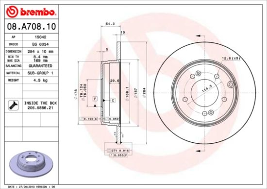 Obrázok Brzdový kotúč BREMBO COATED DISC LINE 08A70811