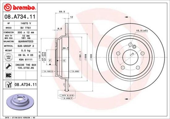 Obrázok Brzdový kotúč BREMBO COATED DISC LINE 08A73411