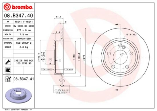 Obrázok Brzdový kotúč BREMBO COATED DISC LINE 08B34741