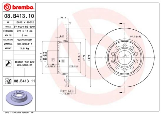 Obrázok Brzdový kotúč BREMBO COATED DISC LINE 08B41311