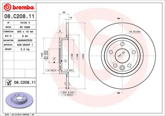 Obrázok Brzdový kotúč BREMBO COATED DISC LINE 08C20811