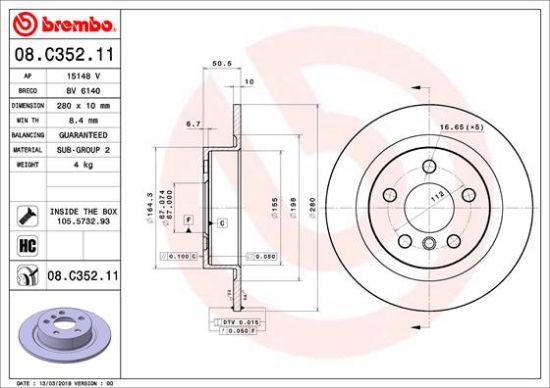 Obrázok Brzdový kotúč BREMBO COATED DISC LINE 08C35211