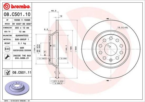 Obrázok Brzdový kotúč BREMBO COATED DISC LINE 08C50111