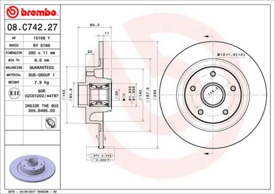 Obrázok Brzdový kotúč BREMBO BEARING DISC LINE 08C74227