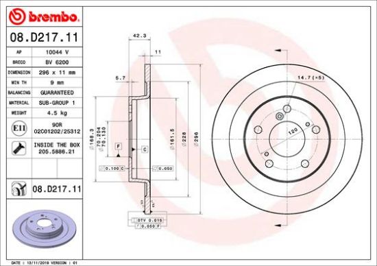 Obrázok Brzdový kotúč BREMBO COATED DISC LINE 08D21711