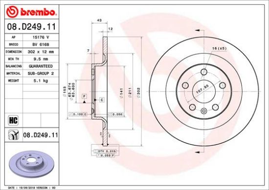 Obrázok Brzdový kotúč BREMBO COATED DISC LINE 08D24911