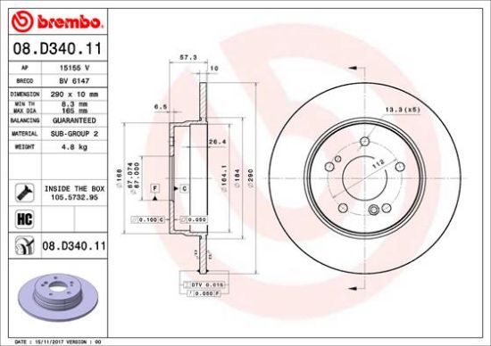 Obrázok Brzdový kotúč BREMBO COATED DISC LINE 08D34011