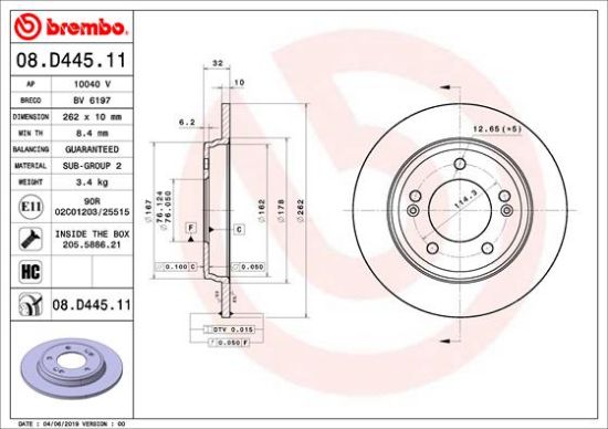 Obrázok Brzdový kotúč BREMBO COATED DISC LINE 08D44511