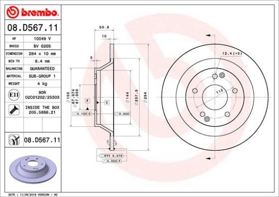 Obrázok Brzdový kotúč BREMBO COATED DISC LINE 08D56711