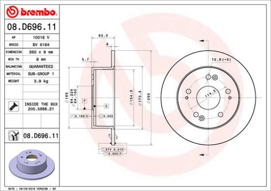 Obrázok Brzdový kotúč BREMBO COATED DISC LINE 08D69611