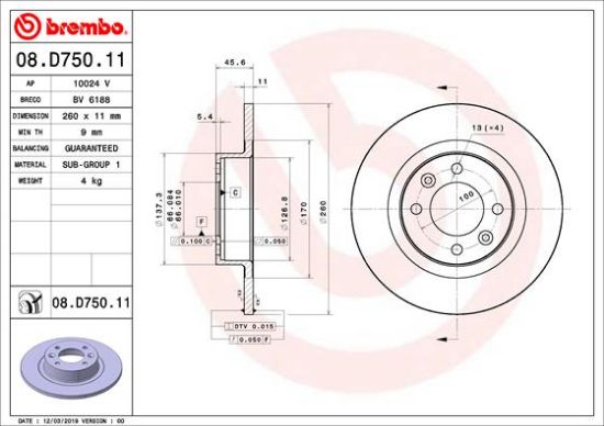 Obrázok Brzdový kotúč BREMBO COATED DISC LINE 08D75011