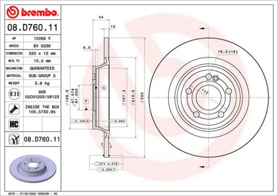 Obrázok Brzdový kotúč BREMBO COATED DISC LINE 08D76011