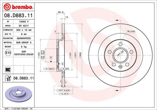 Obrázok Brzdový kotúč BREMBO COATED DISC LINE 08D88311