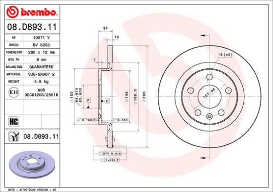 Obrázok Brzdový kotúč BREMBO COATED DISC LINE 08D89311