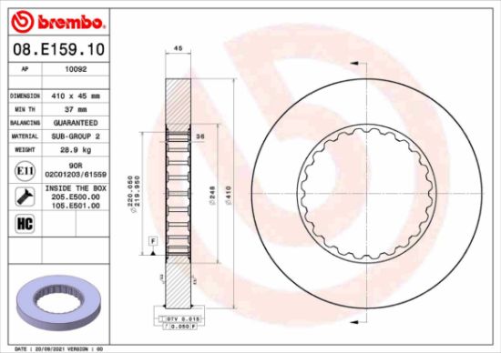 Obrázok Brzdový kotúč BREMBO  08E15910