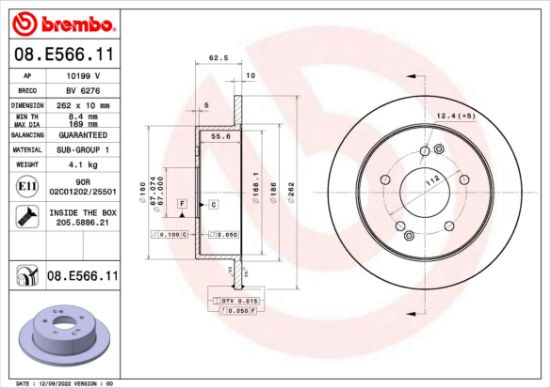 Obrázok Brzdový kotúč BREMBO PRIME LINE - UV Coated 08E56611