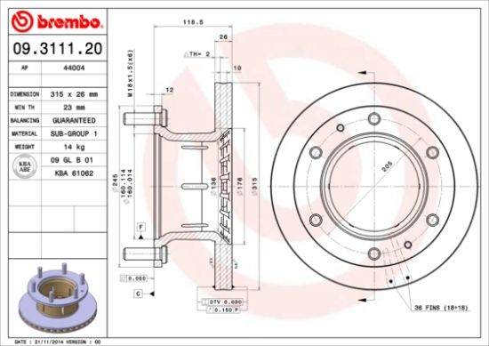 Obrázok Brzdový kotúč BREMBO  09311120