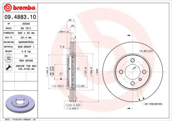 Obrázok Brzdový kotúč BREMBO  09488310