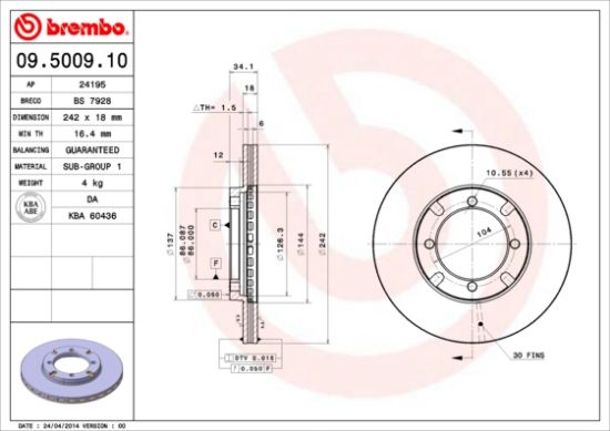 Obrázok Brzdový kotúč BREMBO  09500910