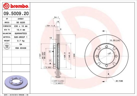 Obrázok Brzdový kotúč BREMBO  09500920