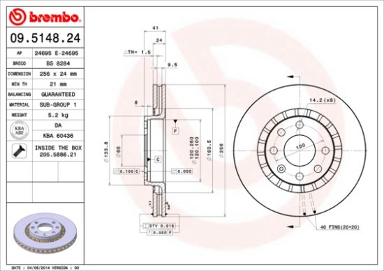 Obrázok Brzdový kotúč BREMBO  09514824