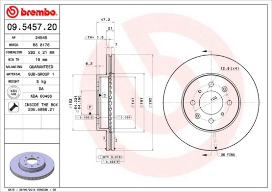 Obrázok Brzdový kotúč BREMBO  09545720