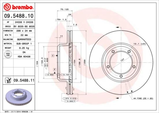 Obrázok Brzdový kotúč BREMBO COATED DISC LINE 09548811