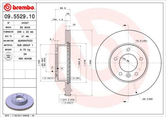 Obrázok Brzdový kotúč BREMBO  09552910