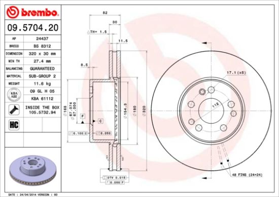 Obrázok Brzdový kotúč BREMBO  09570420