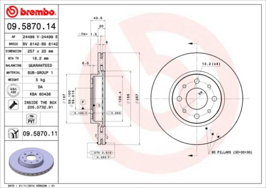 Obrázok Brzdový kotúč BREMBO  09587014