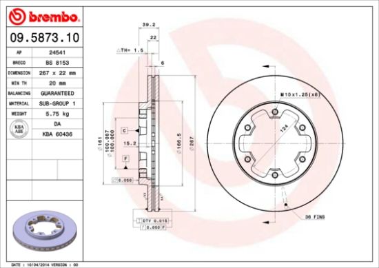 Obrázok Brzdový kotúč BREMBO  09587310