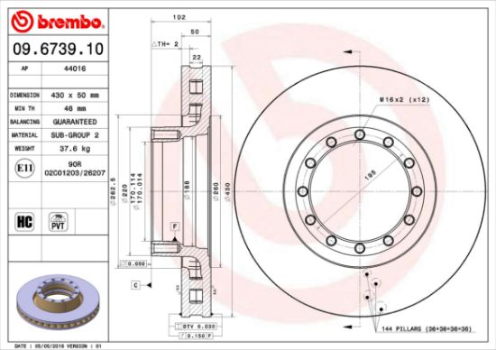 Obrázok Brzdový kotúč BREMBO  09673910