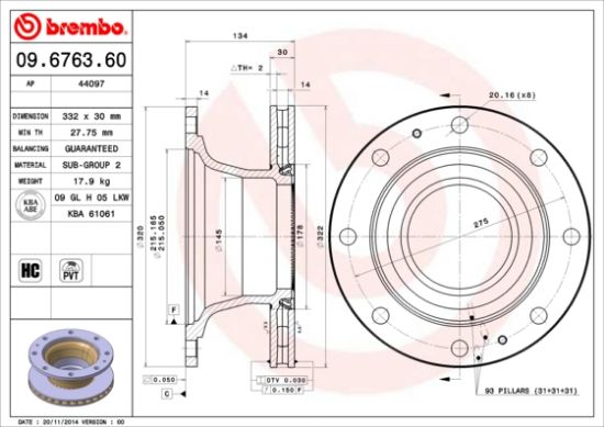 Obrázok Brzdový kotúč BREMBO  09676360