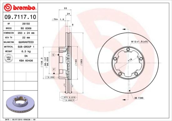 Obrázok Brzdový kotúč BREMBO  09711710